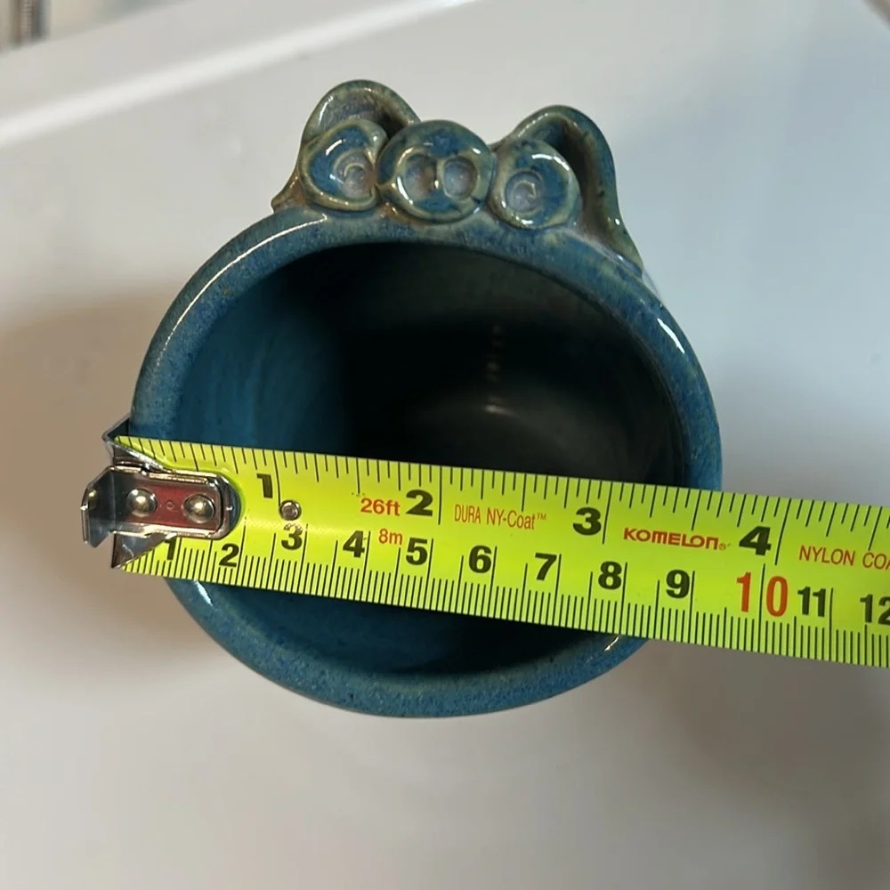 Stoneware glazed blue salt pig